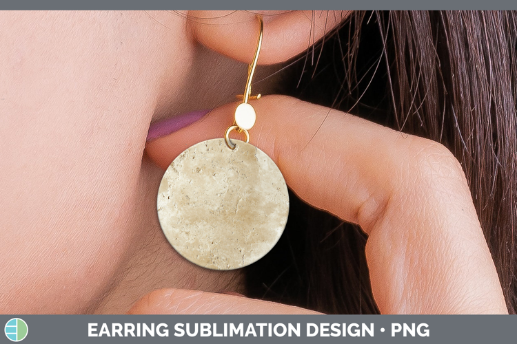 Textured Travertine Round Earrings Sublimation Earrings Desi