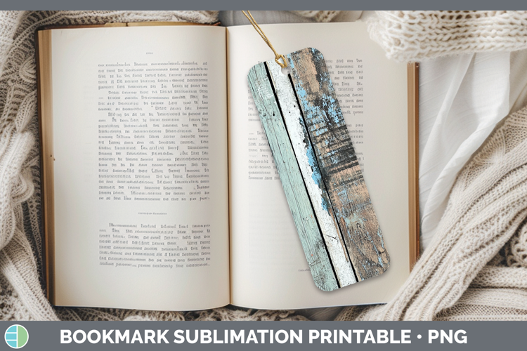 Textured Weathered Wood Bookmark Sublimation Printable Desig