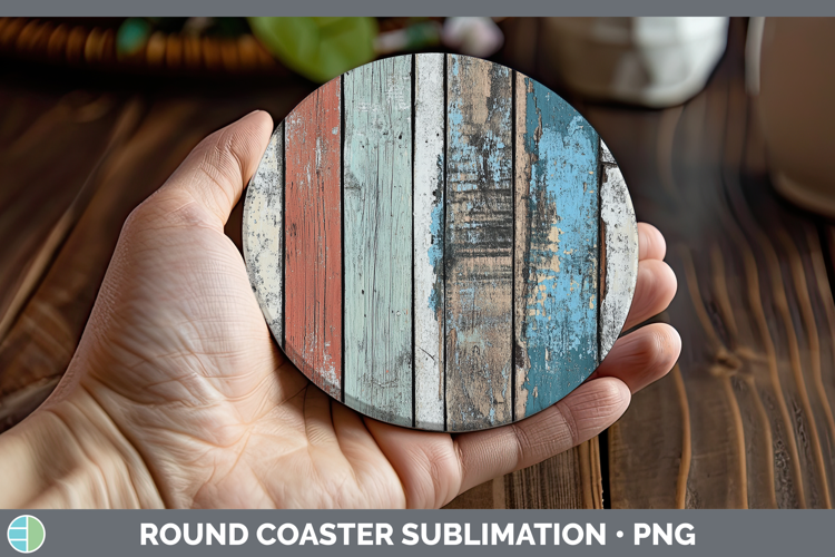 Textured Weathered Wood Round Coaster Sublimation Coaster De