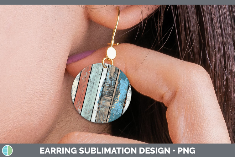 Textured Weathered Wood Round Earrings Sublimation Earrings
