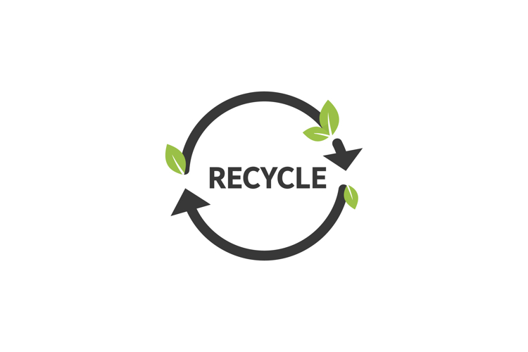 Recycling symbol with green leaves representing sustainabili