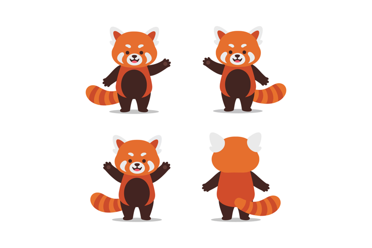 Red panda cartoon character vector illustration for tshirt p