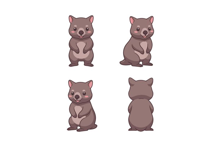 Cute wombat cartoon vector illustrations for t-shirt and cup