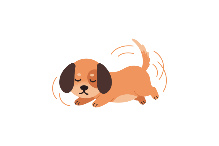 Cute brown dog wagging tail vector illustration for t-shirt