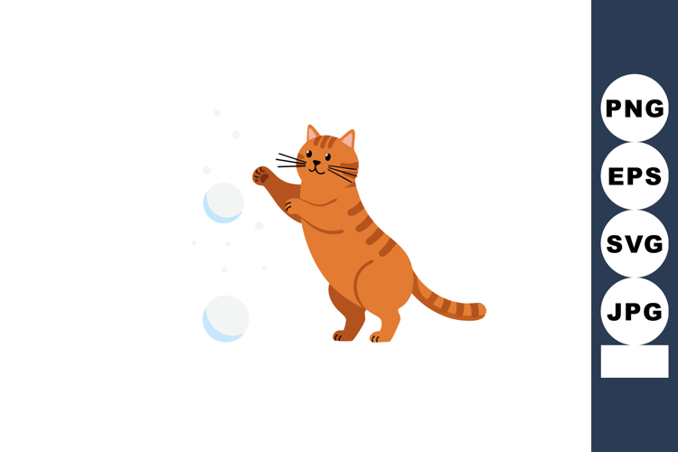 Orange cat playing with bubbles vector illustration showing
