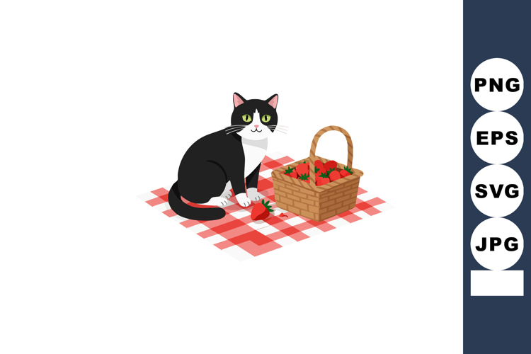 Black and White Picnic Clipart Image 4