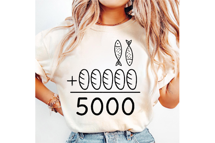2 Fishes 5 Breads Jesus Feeds SVG PNG, The 5000 Christian