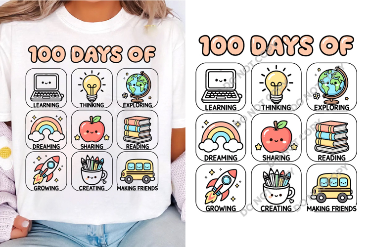 100 Days of School Teacher SVG , 100th Day Retro Png