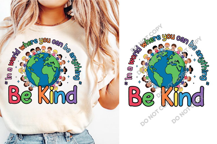Be Kind Kids SVG, Positive Inspirational Quote PNG Digital