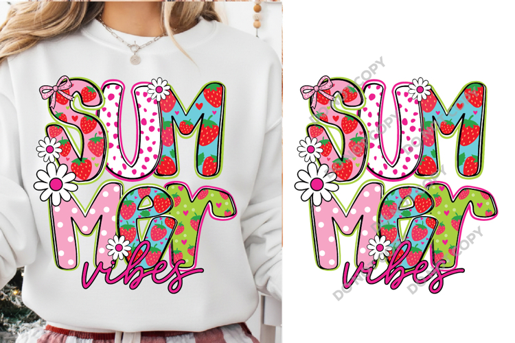 Summer Vibes Strawberry PNG, Retro Floral Beach Svg