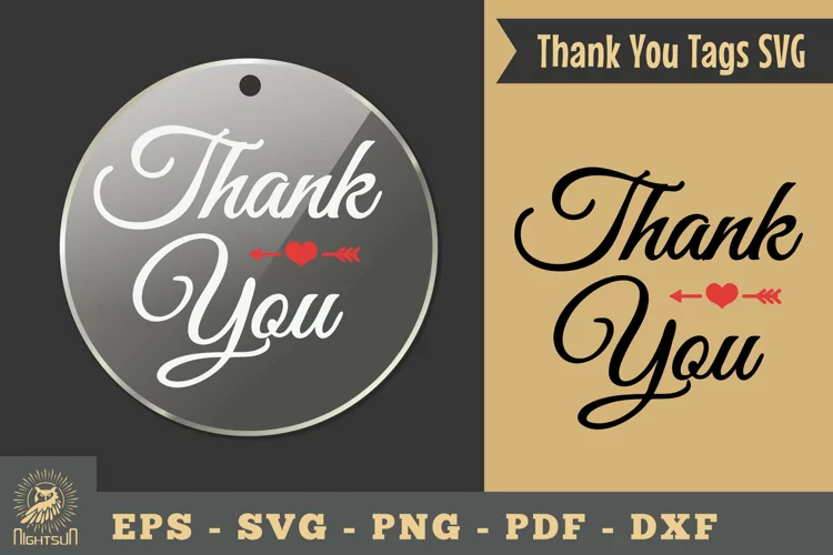 Thank You Heart, Thank You Tags SVG