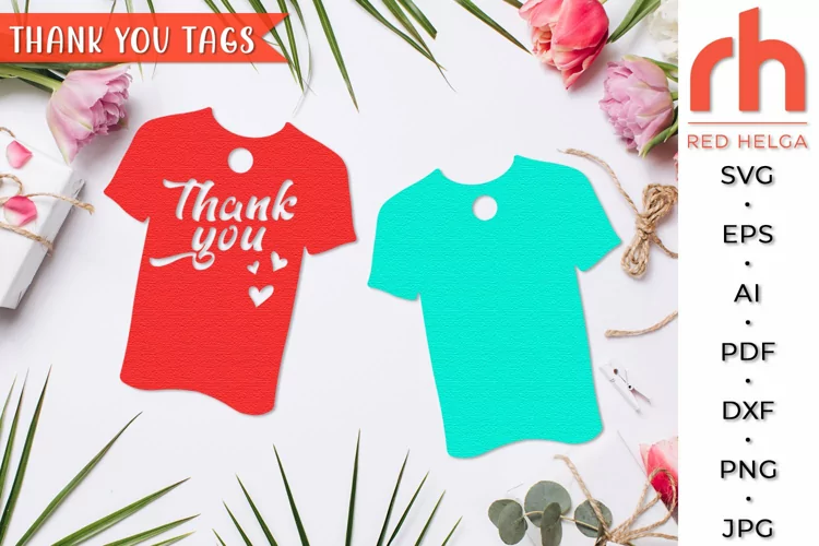 Thank You Tags SVG, T-shirt Label Cut File, Gift Tags DXF