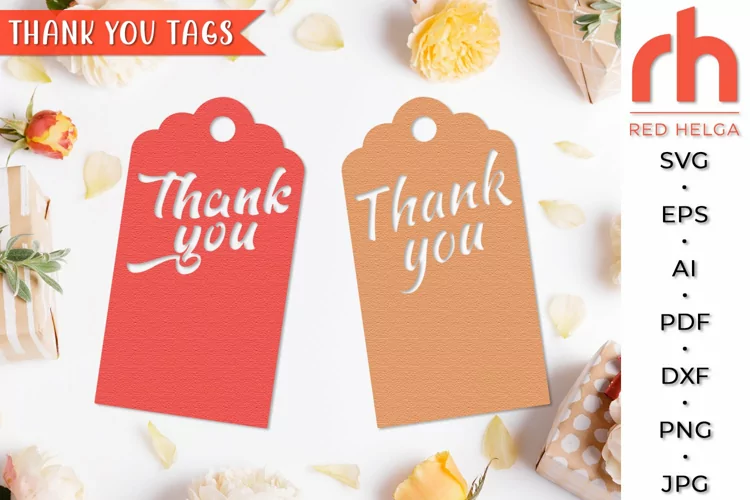 Thank You Tag SVG, Gift Tag Cut File, Baby Shower Label DXF