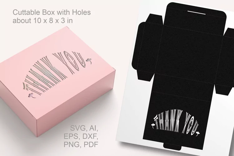 Thank you Vintage Style Letters Rectangular Gift Box SVG