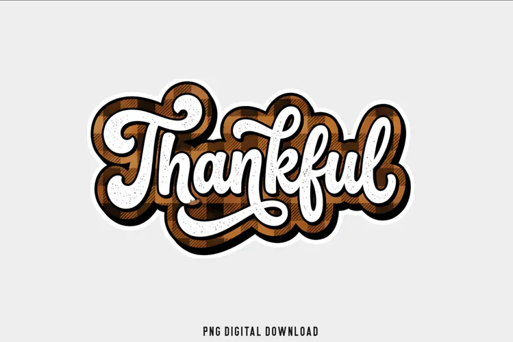 Thankful PNG, Retro Thanksgiving Sublimation Design png