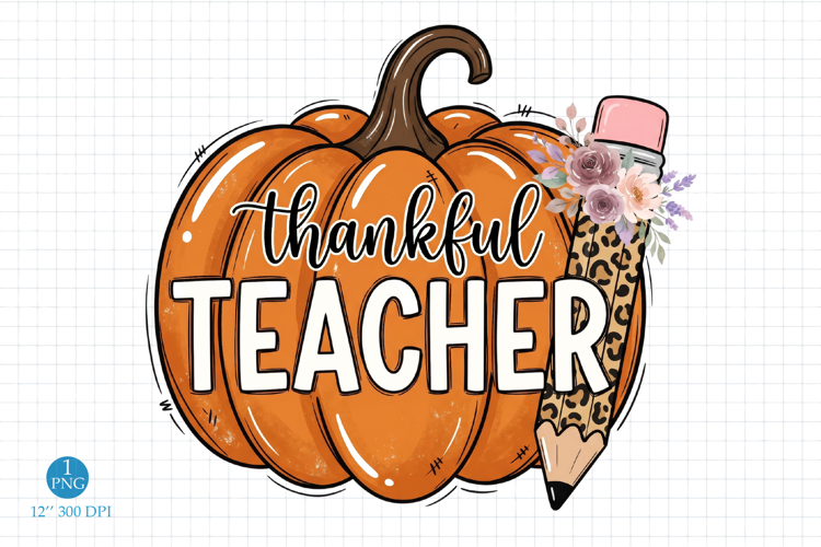 Thankful Teacher PNG, School Thanksgiving Design