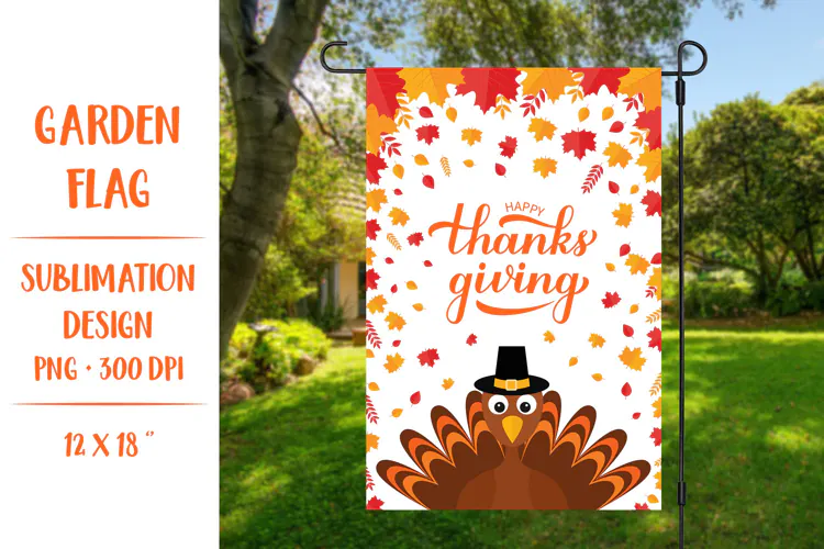 Happy Thanksgiving garden flag sublimation design ThGF02