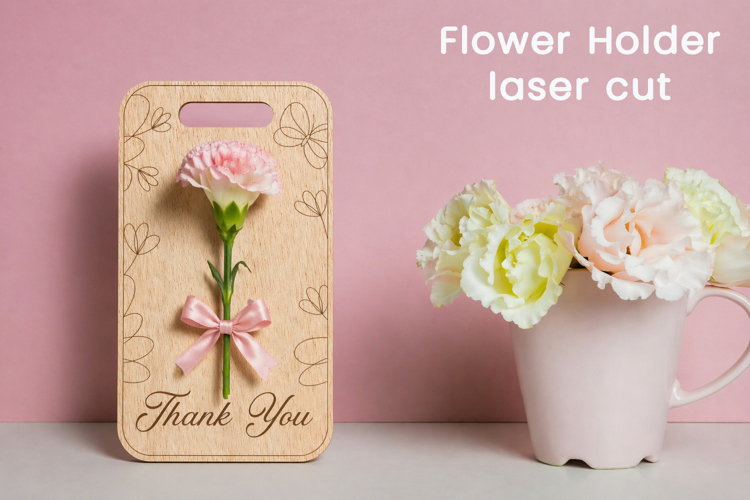 Gift flower holder svg, Thank you card, Laser cut