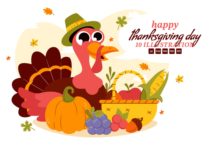 10 Happy Thanksgiving Day Illustration