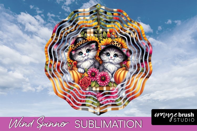 Thanksgiving Wind Spinner - Cat Wind Spinner Sublimation PNG