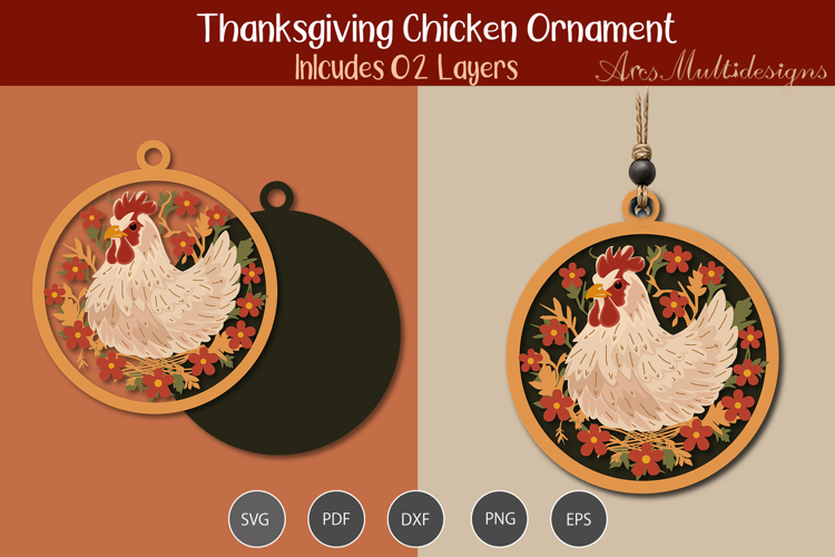 Thanksgiving Chicken Ornament SVG