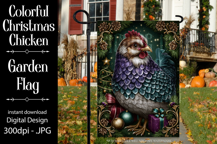 Christmas Garden Flag, Christmas Chicken Garden Flag, d2