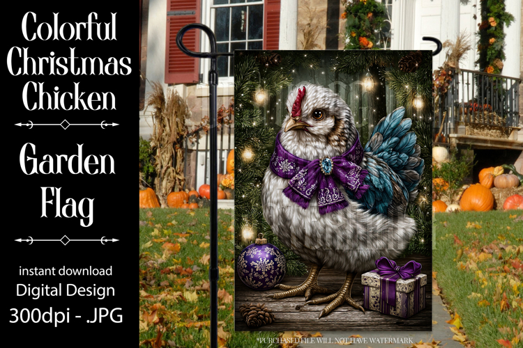 Christmas Garden Flag, Christmas Chicken Garden Flag, d4