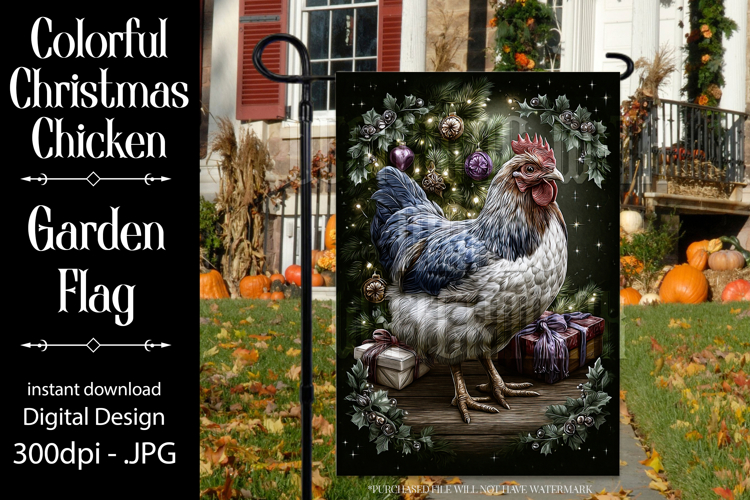Christmas Garden Flag, Christmas Chicken Garden Flag, d9
