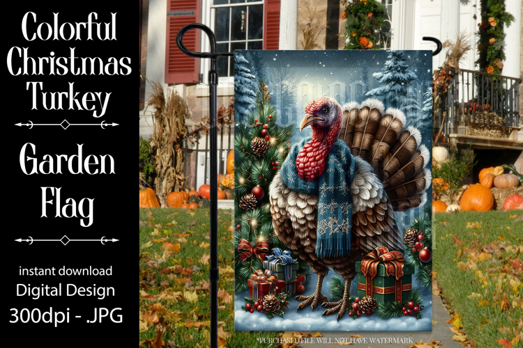Thanksgiving Garden Flag, Christmas Turkdy Garden Flag, d1