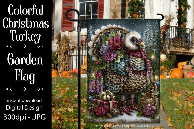 Thanksgiving Garden Flag, Christmas Turkdy Garden Flag, d2 example image 1