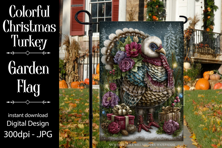 Thanksgiving Garden Flag, Christmas Turkdy Garden Flag, d2