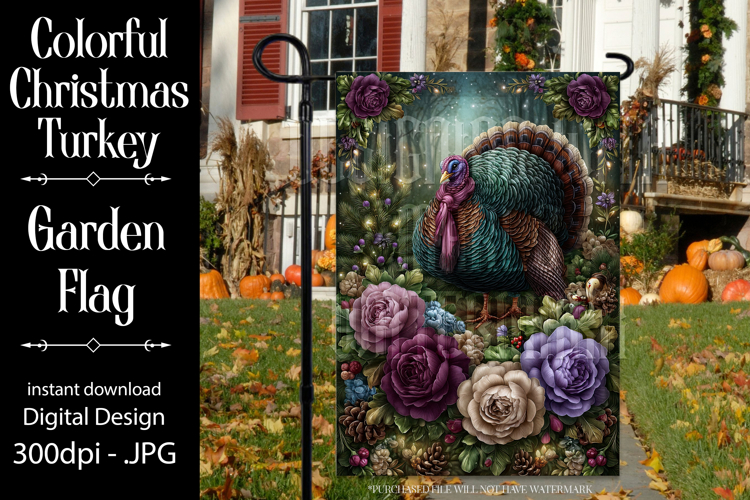 Thanksgiving Garden Flag, Christmas Turkdy Garden Flag, d25