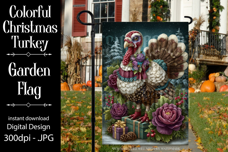 Thanksgiving Garden Flag, Christmas Turkdy Garden Flag, d3