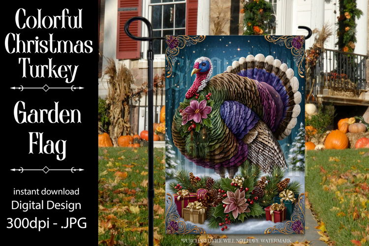 Thanksgiving Garden Flag, Christmas Turkdy Garden Flag, d6