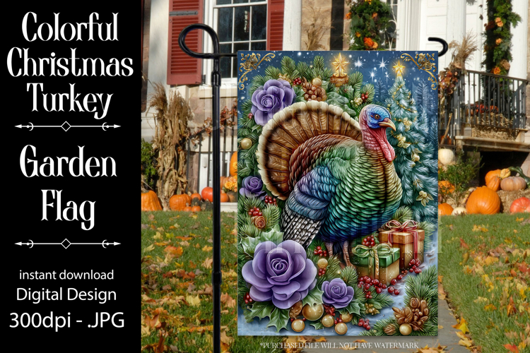 Thanksgiving Garden Flag, Christmas Turkdy Garden Flag, d7