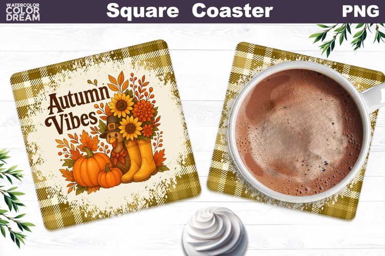 Thanksgiving Square Coaster | Autumn Vibes Sublimation