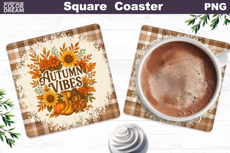 Thanksgiving Square Coaster | Autumn Vibes Sublimation