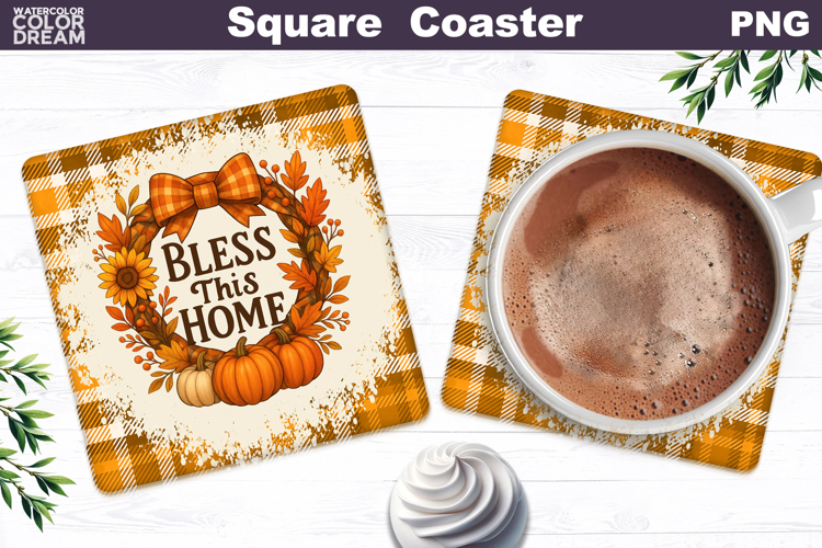 Thanksgiving Square Coaster | Bless This Home Sublimation
