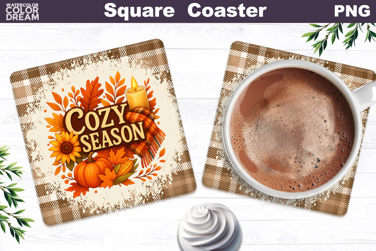 Thanksgiving Square Coaster | Cozy Season Sublimation