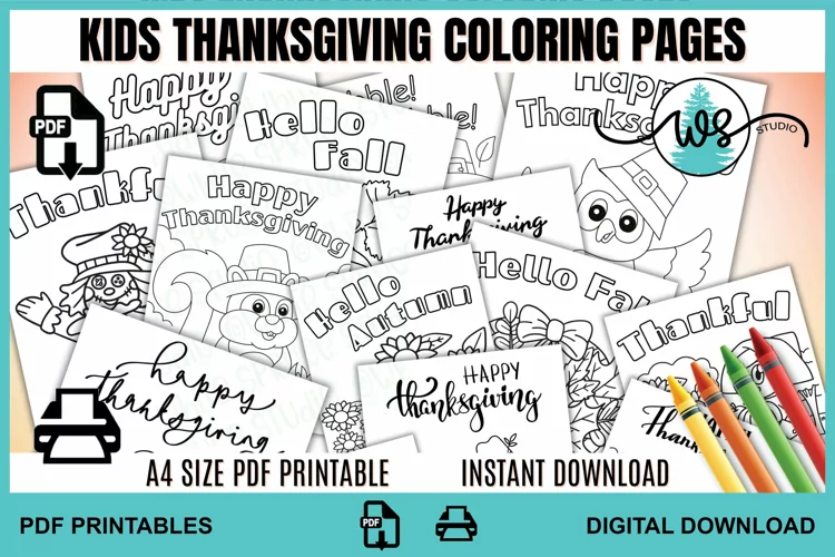 Thanksgiving Coloring Pages for Kids, Printable Thanksgiving