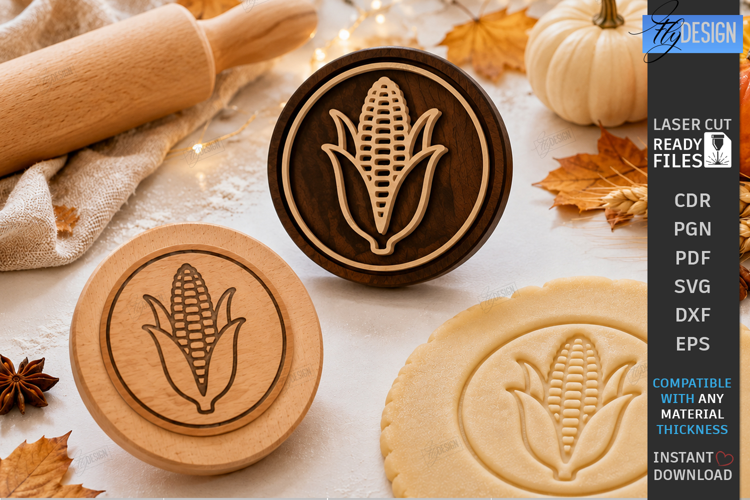 Thanksgiving Cookie Stamp Laser Cut | Wooden Cookie Embosser