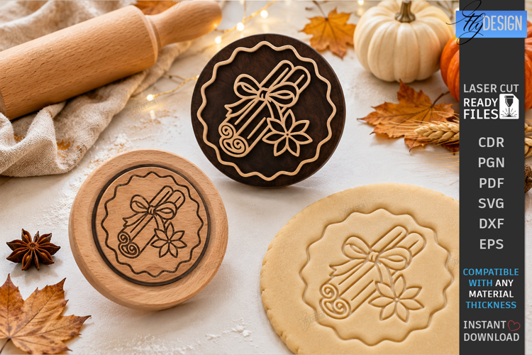 Thanksgiving Cookie Stamp Laser Cut | Wooden Cookie Embosser