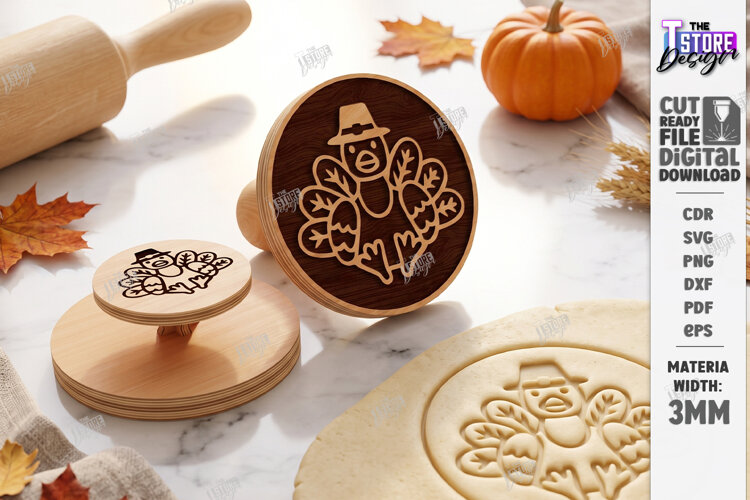 Thanksgiving Cookie Stamp Laser Cut | Autumn Cookie Embosser example image 1