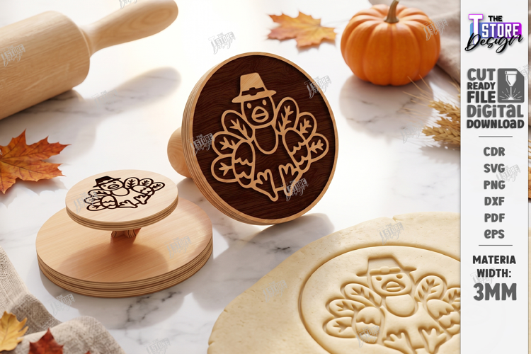 Thanksgiving Cookie Stamp Laser Cut | Autumn Cookie Embosser