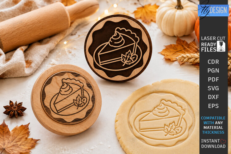 Thanksgiving Cookie Stamp Laser Cut | Wooden Cookie Embosser example image 1