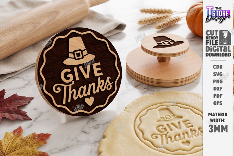 Thanksgiving Cookie Stamp Laser Cut | Autumn Cookie Embosser example image 1