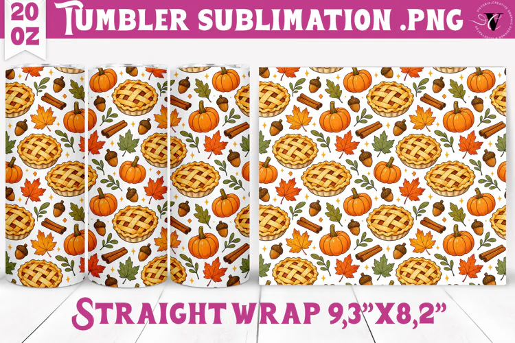 Thanksgiving Tumbler Wrap | Autumn Pumpkin Sunflower Turkey