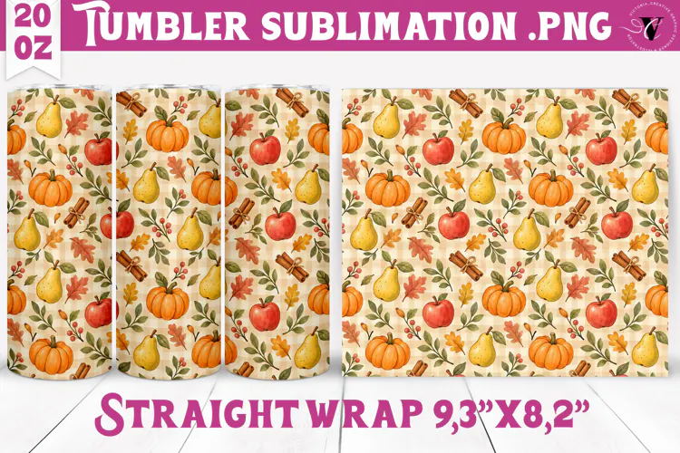 Thanksgiving Tumbler Wrap | Autumn Pumpkin Sunflower Turkey