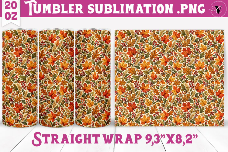 Thanksgiving Tumbler Wrap | Autumn Pumpkin Sunflower Turkey