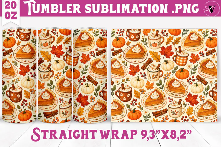 Thanksgiving Tumbler Wrap | Autumn Pumpkin Sunflower Turkey
